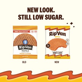 Rip Van Wafels Honey and Oats Stroopwafels, Healthy Snacks, Non-GMO, Keto Friendly, Office Snacks, Low Sugar (3g), Low Calorie, 12 Pack
