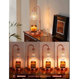Innqoo Copper Candle Warmer Lamp with Timer, Dimmable Candle Warmer for Jar Candles, Height Adjustable Wax Melts Warmer, Birthday Gifts for Women Mom, House Warming Gifts New Home Decor