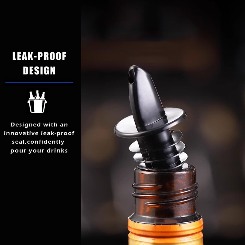 4 Pack Plastic Liquor Free Flow Pourers, Liquor Bottle Pourers