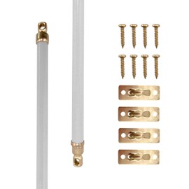 Amazing Drapery Hardware White Swivel Sash Curtain Rods with Brass Ends, Set of 2 (Hardware Included) - Adjustable Length 21-38 Inches, Easy to Install Metal Rods for Doors, Windows, and Sidelights