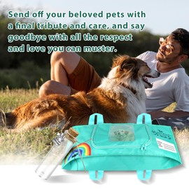 Pet Casket Body Bag, Dog or Cat Burial Box with Dignity, Dog Casket for Burial and Cremation by Customizing with Pet Hair Memorial Bottle (Green, M)