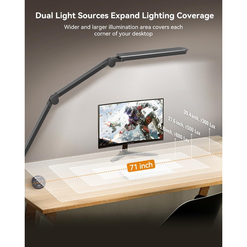 LED Desk Lamp with Clamp, Architect Desk Lamp with Remote,