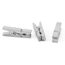 CleverDelights 1 3/8" Mini Wood Clothespins - Metallic Silver - 50 Pack