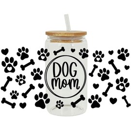 Black Cute Print Transfer Sticker for Glass Coffee Cups, Pet Paw Print Rub On Transfers Decorative Stickers for Glass Wrap Cup Decals DIY Bottle Crafts Trim and Embellishments