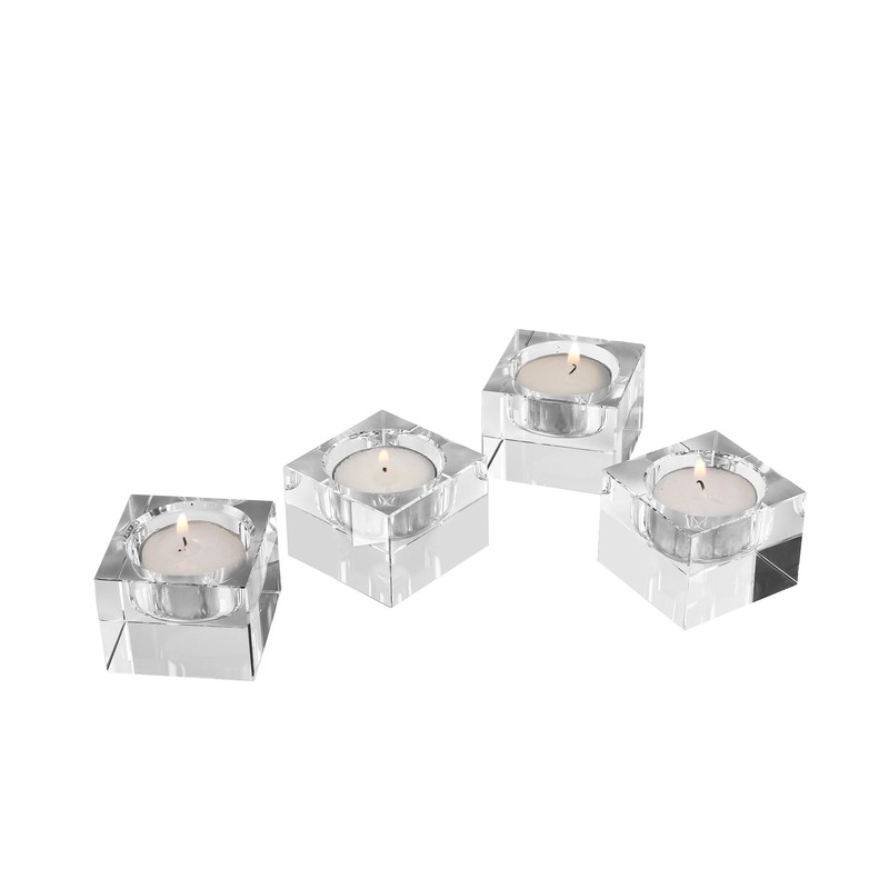 DONOUCLS Home Crystal Tealight Candle Holders Pack of 4, 1.5