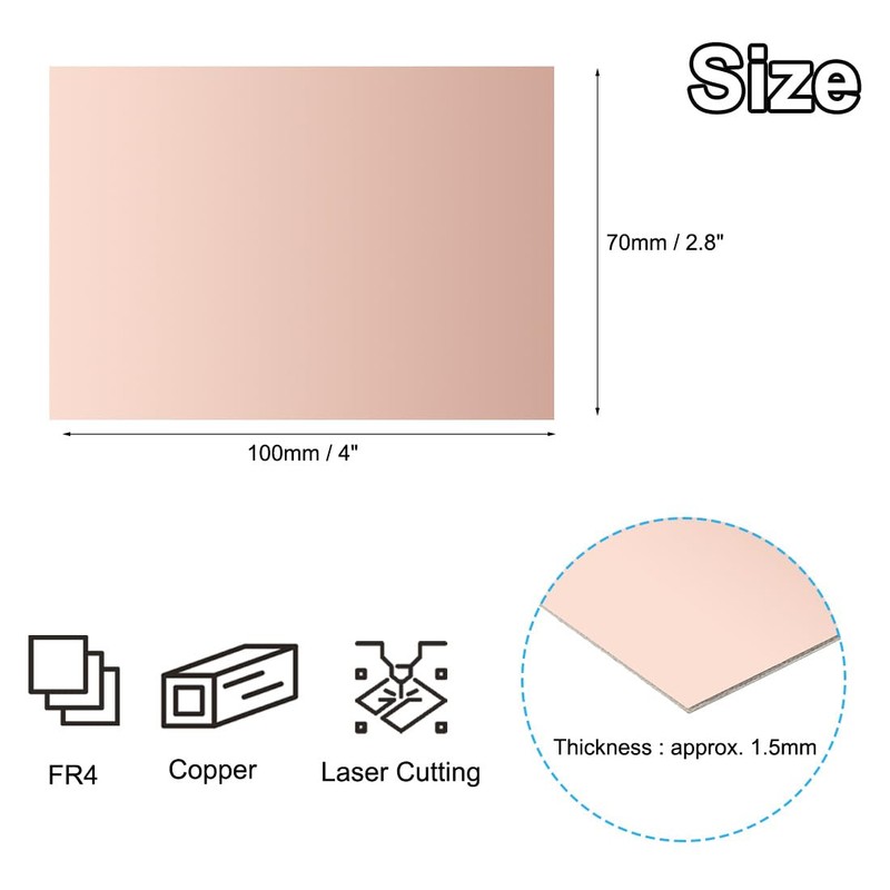 PATIKIL 2.8x4 inch Double Sided Copper Clad Laminate PCB, 12