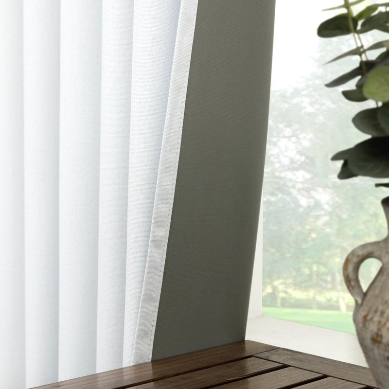 KOUFALL White Blackout Curtains 63 Inch Length for Bedroom,Linen Textured