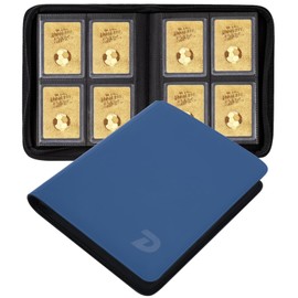 4 Pocket TopLoader Binder, Top Loader Binder Holds 128 Cards, Trading Card Binder for 3" x 4" Rigid Card, 16 Double Sided Pages (Blue)