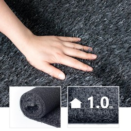 LITA Artificial Grass Rug Outdoor Artificial Turf Customized Sizes 4 x 14 Feet, Gray Zebra Stripe Fake Grass Mat, 1" Pile Height Astroturf Carpet for Patio Balcony Deck Playground Lawn