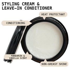 O'Douds Conditioning Cream - Natural Hair Styling Cream & Leave In Conditioner with Light Hold & Medium Shine - Made with Shea Butter, Aloe Vera & Castor Oil - Mandarin & Vanilla Scent (4oz)