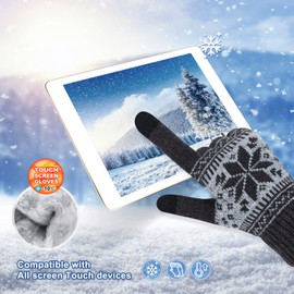 Veni Masee Winter Touchscreen Gloves, Snow Flower Print, Keep Warm, for Men and Women - 20