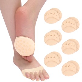 Aaronano 6 Pairs Open Toe Socks Forefoot Cushion No Toe Women's Half Socks Invisible Foot Pads Breathable Anti-slip (Natural)