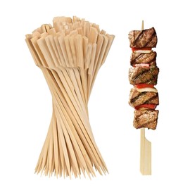 Konilaomu 9.84 Inch Bamboo Skewers 100PCS Food Appetizer Toothpicks Wide Flat Paddle Bamboo Wood Picks for Cocktail，Appetizers，Fruit，Sandwich，Barbeque Snacks, Fondue (9.84inch)