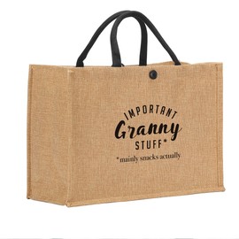 Granny Gifts Burlap Tote Bag - Jute Grocery Bag for Grandma & Mother - Perfect for Christmas, Birthday, Wedding, Anniversary