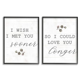 Stupell Industries Wish I met You Sooner to Love You Longer Romantic Quote, Designed by Daphne Polselli Wall Art, 2pc, Each 16 x 20, Black Framed