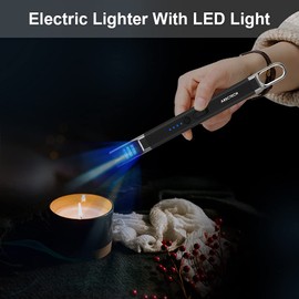 ARECTECH Encendedor eléctrico para velas, recargable, USB, encendedor largo, para velas, cocina, camping, barbacoas, fuegos artificiales, color negro