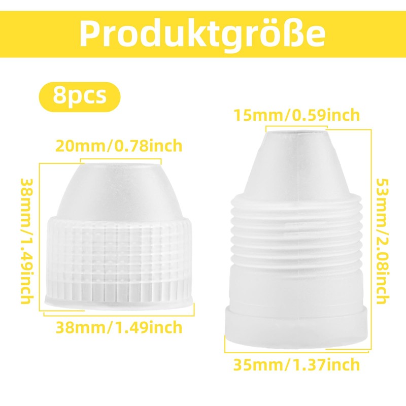 8 Pieces Plastic Couplers for Icing Bags, Upper Calibre 2.6cm/1"