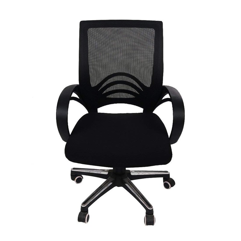 smiry Stretch Chair Seat Covers for Office, Black 1PC Jacquard