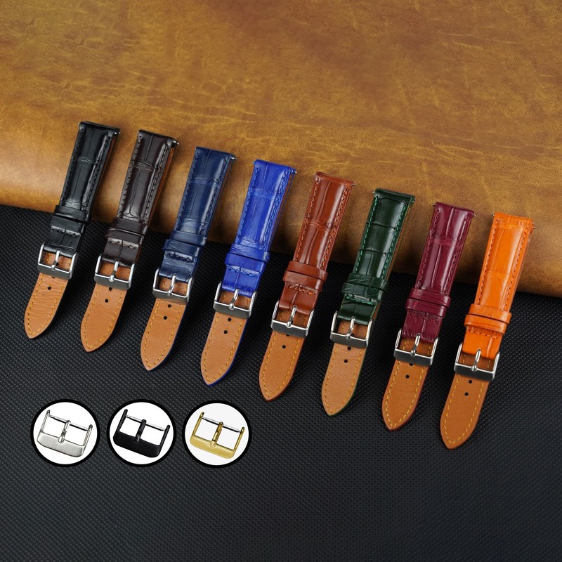 [vinacreations] Crocodile Watch Strap, Quick Release Spring Bars, Men's Replacement
