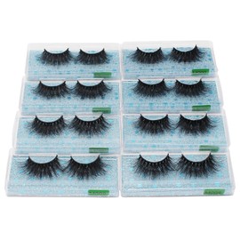 Vayator 8 Pairs 25mm 3D Mink Eyelashes Makeup Natural Long False Eyelashes Dramatic Lashes Extension HandMade Fake Eyelash (M009)