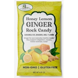 GT Honey Lemon Ginger Rock Candy, 4.41 Ounce Bag, 1 Pack