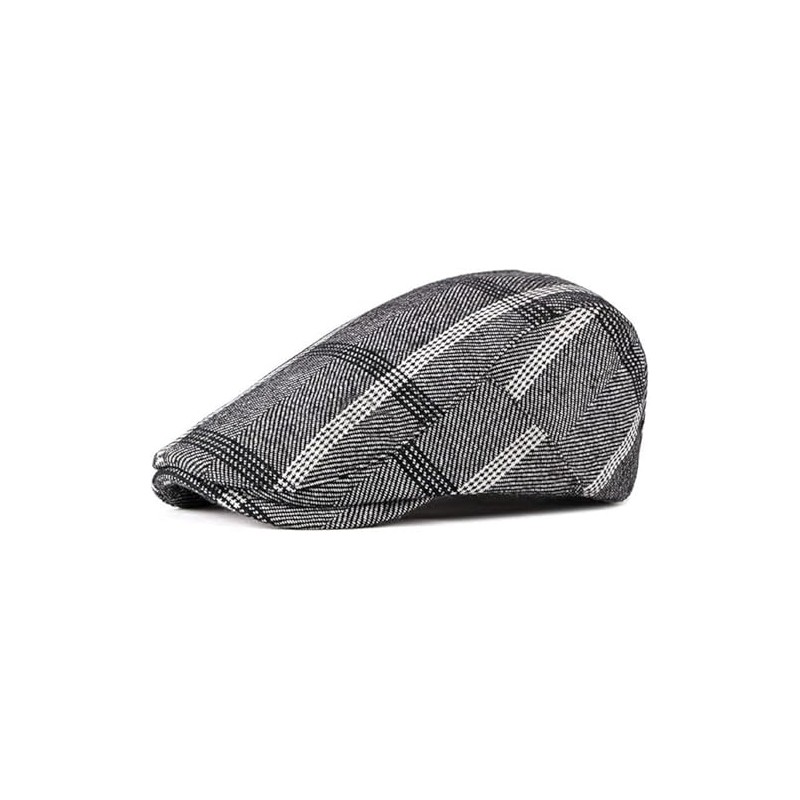Mens Adjustable Plaid Newsboy Cabbie Golf Beret Flat Hat Cap