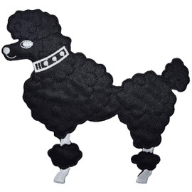 Black Poodle Dog - Facing Left - Embroidered Iron on Patch