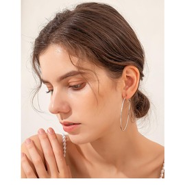 Cocamiky 9 Pairs Gold Hoop Earrings Set for Women Girls,Surgical Steel Silver Hypoallergenic Earrings with Sterling Silver Post 14K Rose Gold Plated Small Thin Big Hoop Earrings