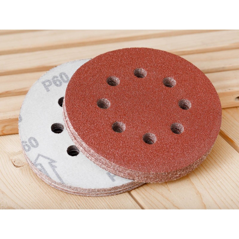 YoiYee 60 Grit Sanding Discs Pads, 8 Holes, 125mm/5-inch Hook