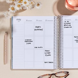 Erin Condren 18-Month Spiral Life Planner (Jul 2025 - Dec 2026), 7”x9” Weekly and Monthly Planner, 80 Lb. Text Weight Paper, Bouquet Wallpaper Covers, Minimal Theme, Vertical Layout, Platinum Coil