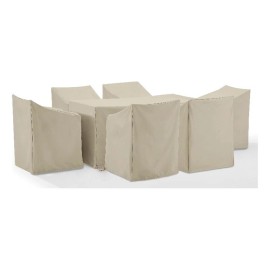 Crosley Furniture 7-Piece Vinyl Outdoor Dining Furniture Cover Set in Tan
