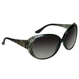 proSPORT Jackie O Bifocal Sunglasses Black +1.50 Womens Sun Readers Zebra Oversize Round