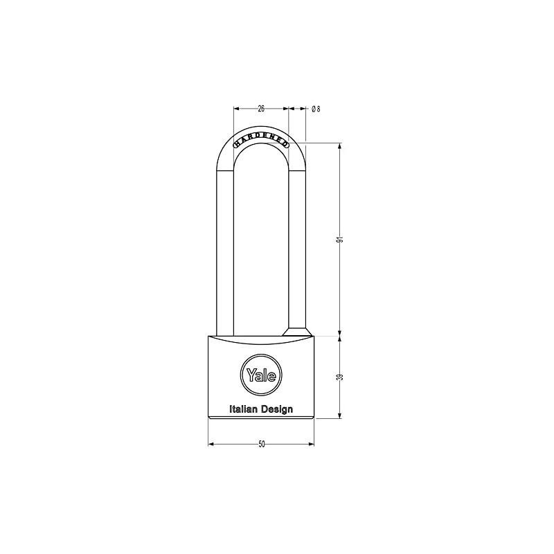 Yale Y1130050080 Padlock-Long Shackle - 50 mm-Blister