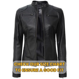 Blingsoul Real Leather Jacket Womens | [1313764] Dodge Black, L