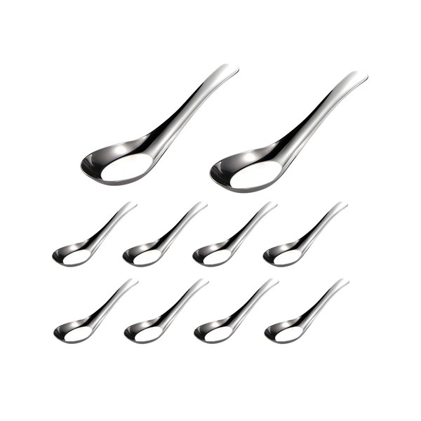AIMALL 10 PCS Flat Bottom 304 Stainless Steel Soup Spoon,