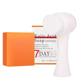 Kojisäure-Seife,Seifenstück für Gesicht und Körper,Kojisäure-Riegel mit 2-in-1-Gesichtsbürste,Feuchtigkeitsspendende Tiefenreinigungsseife,Reduzierung von Akne und Narben,Entfernung Schwarzer Flecken