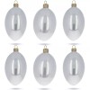 BESTPYSANKY Set of 6 White Glossy Glass Egg Ornaments 4