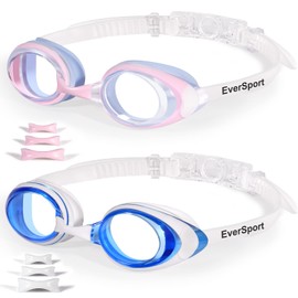 EverSport Kids Swim Goggles 2 Pack Adult Women Men, Youth Swimming Pool Goggles Anti Fog No Leak UV Protection Clear Water Goggles for Boys Girls Teens Child