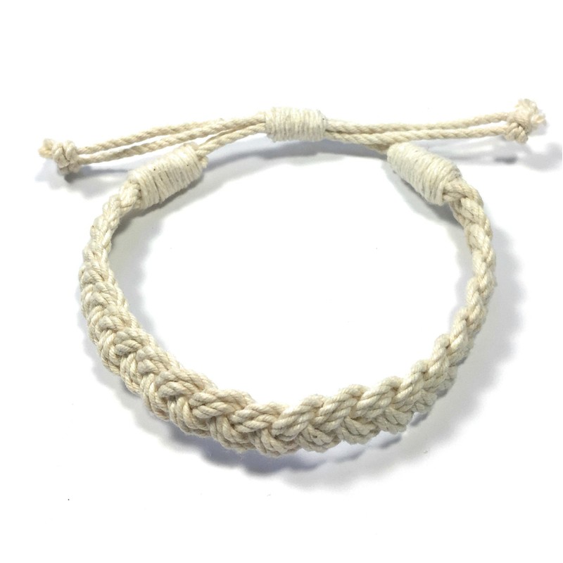 Adjustable Woven Sailor Knot Bracelet - Natural White