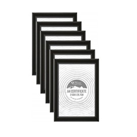 M1SS (Set of 6) - A4 Black Wooden Picture Photo Frame Certificate Frame Includes Styrene Front For Home Family Office Decor, Classic Wall Mountable & Tabletop Frames (21 x 29.7 CM)