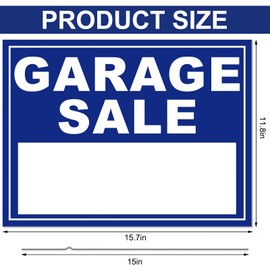 Amyhill 3 Pcs Garage Sale Sign with Metal Stakes 12 x 16 Inch Double Sided Yard Sale Signs Corrugated Plastic Garage Sale Sign with Directional Arrows for Sales Event(Blue and White)