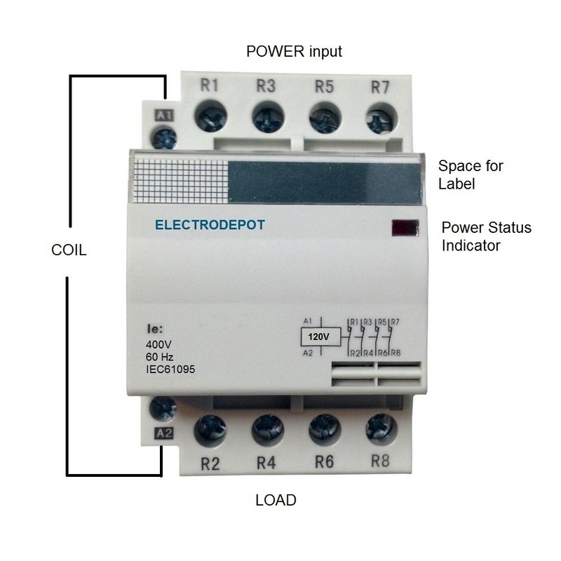 Lighting Contactor 60 Amp 4 Pole 120V Coil, 30A, 40A