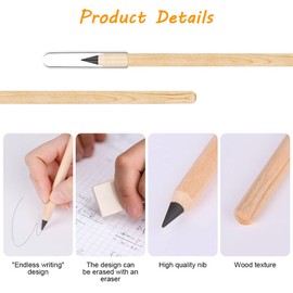 AUAUY 6 PCS Inkless Pencil, Infinity Pencil, Reusable Everlasting Pencil, Erasable Portable Pencil, Technology Unlimited Eternal Pencil for Writing, Drawing, Students Home Office School Supplies