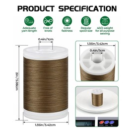 330 Yards FIVEIZERO Extra Strong Upholstery Thread,Khaki Bonded Nylon Thread for Denim Leather,Craft,Machine,DIY and Home (2 Pack) CJ