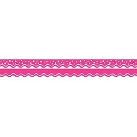 Barker Creek Double-Sided Scalloped Border, Happy Hot Pink, for Bulletin Boards, Reception Areas, Halls, Break Rooms, Office, School, Home Learning Decor, 2.25” x 39’ (996)