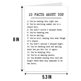 Qiliji Humorous Thinking of You Card, Just Because Card, Friendship Card for Men Women, Funny Birthday Card for Friend, Quote Card, 10 Facts About You Card, You're An Amazing Person