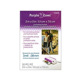 Purple Cows Hot Pockets Hot Laminating Pouches, 2x3 Inches, 20 Pouches Per Pack, Clear (4005)