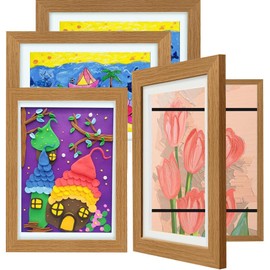 WeePro [4-Pack Kids Artwork Frames Changeable - Kids Art Frames Front Opening 8.5 x 11 Holds 150 Pics, Artwork Frames for Kids Art, Kids Art Frame Ideal for Portfolio, Pictures, Drawings (Wood)