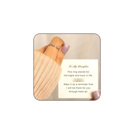 Daughter Rings from Mom, Trendy Simple Wave Rhinestone Silver Rings Dainty Unique Memorial Princess Rings for Daughter Birthday Holiday Jewelry Gifts (Silver)