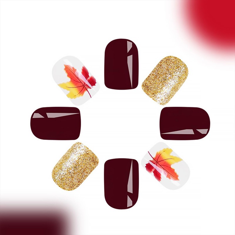 Red Press on Nails Short Square Fake Nails Glossy Full